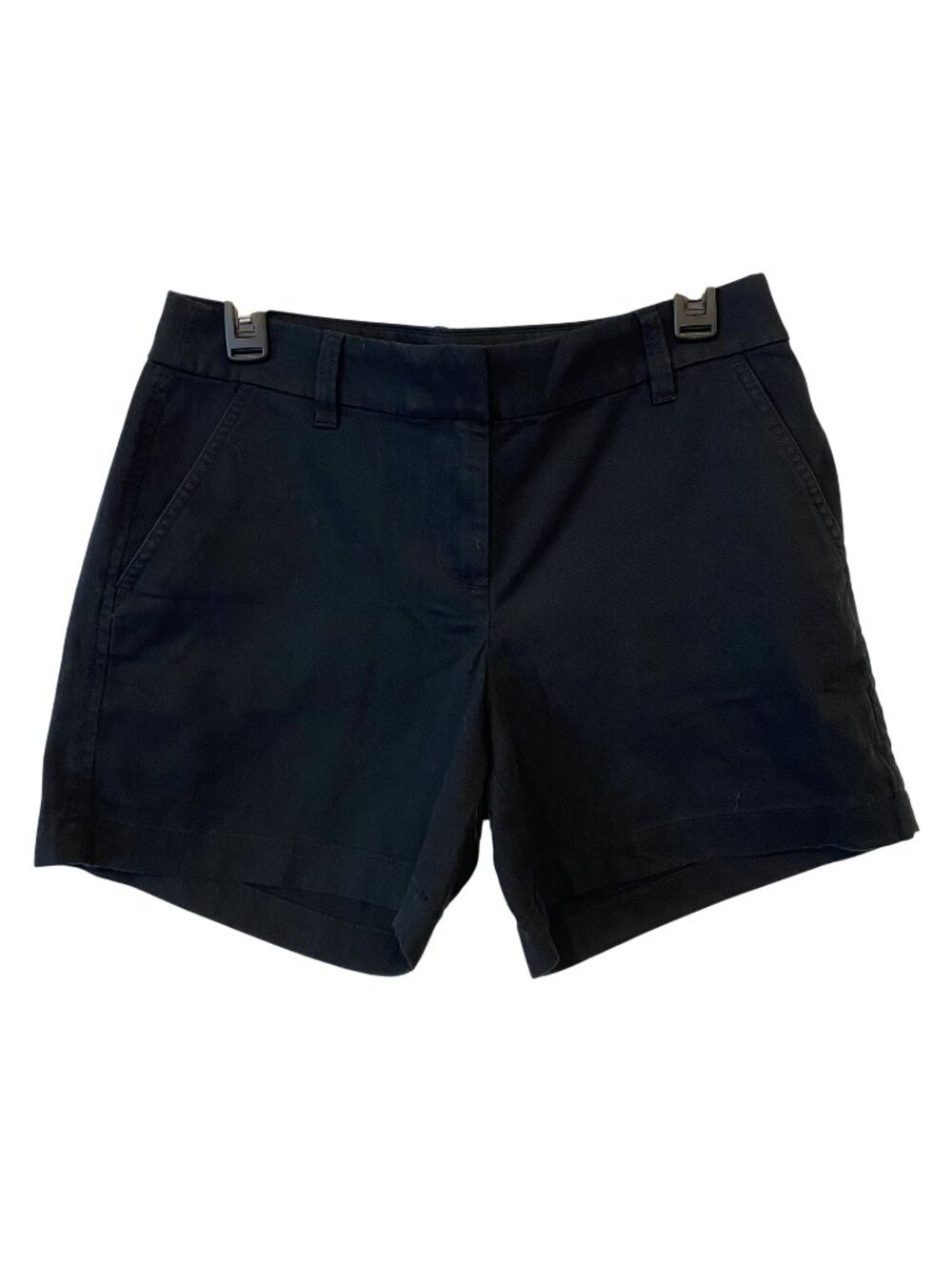J Crew Womens 4 Black Cotton Chino Shorts Flat Front Preppy Classic
